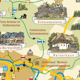 Illustrierte Landkarte für Tourismuswerbung